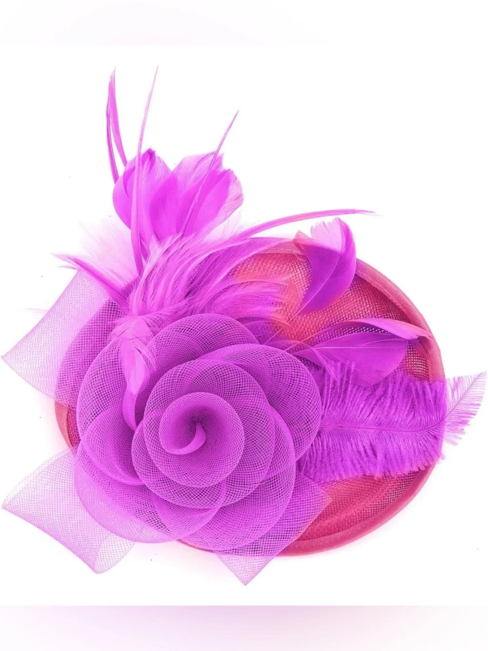 Kentucky Derby Hat Fascinator | Sinamay Floral Feather Cocktail Headpiece |